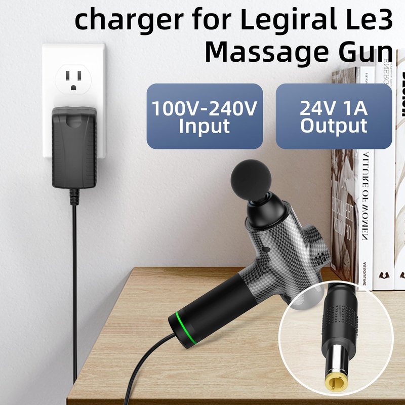 TEVSINPO 24V 1A Replacement Charger Compatible with Legiral Le3 Le6 Le9 Le11 Portable Massage Gun AC DC Adapter