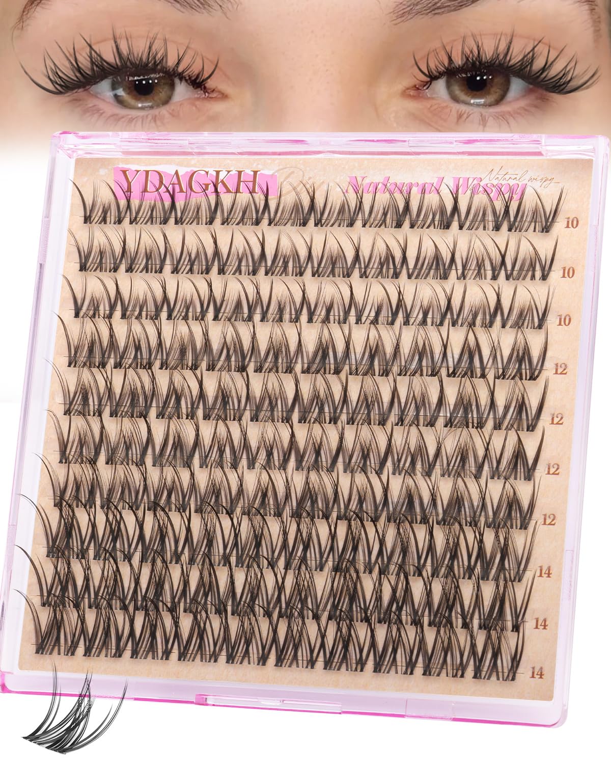 Natural Eyelash Clusters - Short Spiky Wispy Extensions 8-14mm | Ultra-Thin Band C Curl DIY Lashes