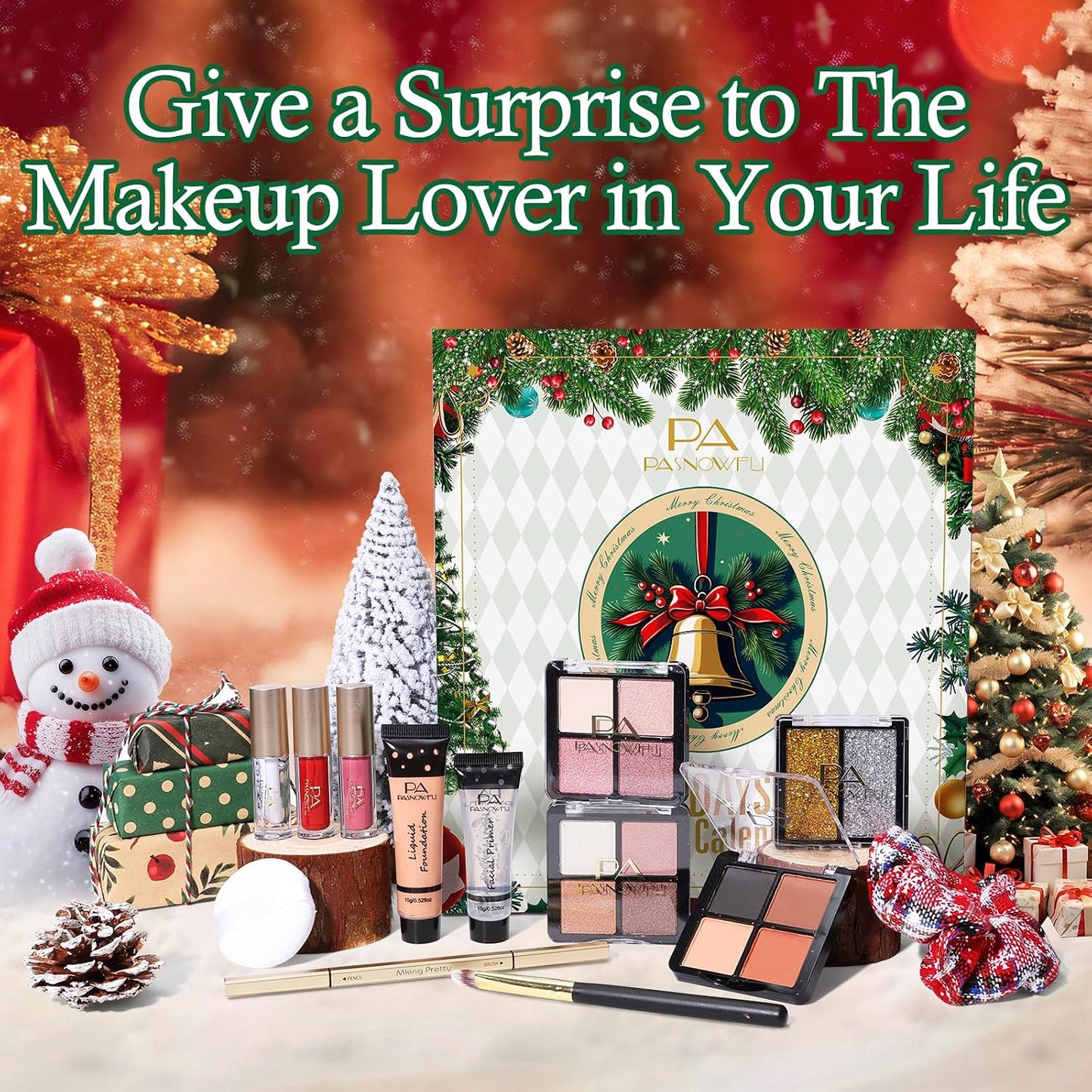 Makeup Advent Calendar 2025 - 12 Days of Surprises for Women & Teens | Holiday Countdown with Eyeliner & Lip Oil