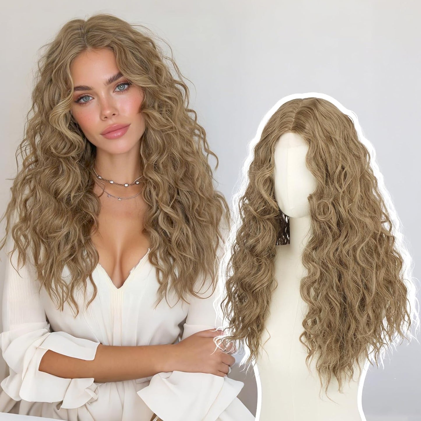Brown Lace Front Wigs for Women - Natural Hairline, Long Wavy Curly, 21 Inch | Glueless & Beginner Friendly