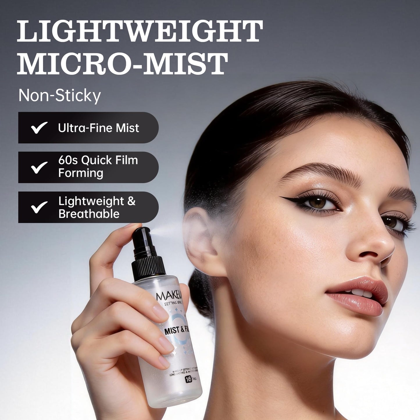 Setting Spray for Makeup, 16 Hr Long Lasting Fixing Spray Waterproof Transfer Resistant, Lightweight Hydrating Setting Mist with Shimmer Dewy Finish, Face Primer Make Up for All Skin Types, 3.72 Fl Oz