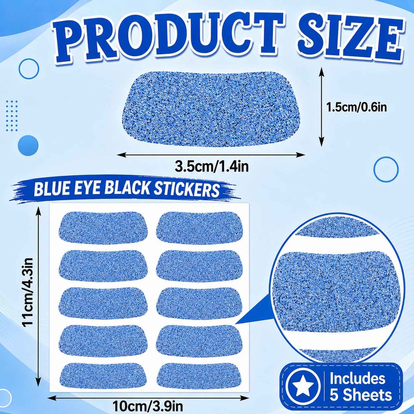 Paminify Blue Hair Glitter Stick and Eye Black Stickers Kit,50pcs Waterproof Cheer Glitter Eye Sticker for Football Baseball Soccer Sports,Team Spirit Wear 4th of July Royal Blue Face Body Glitter