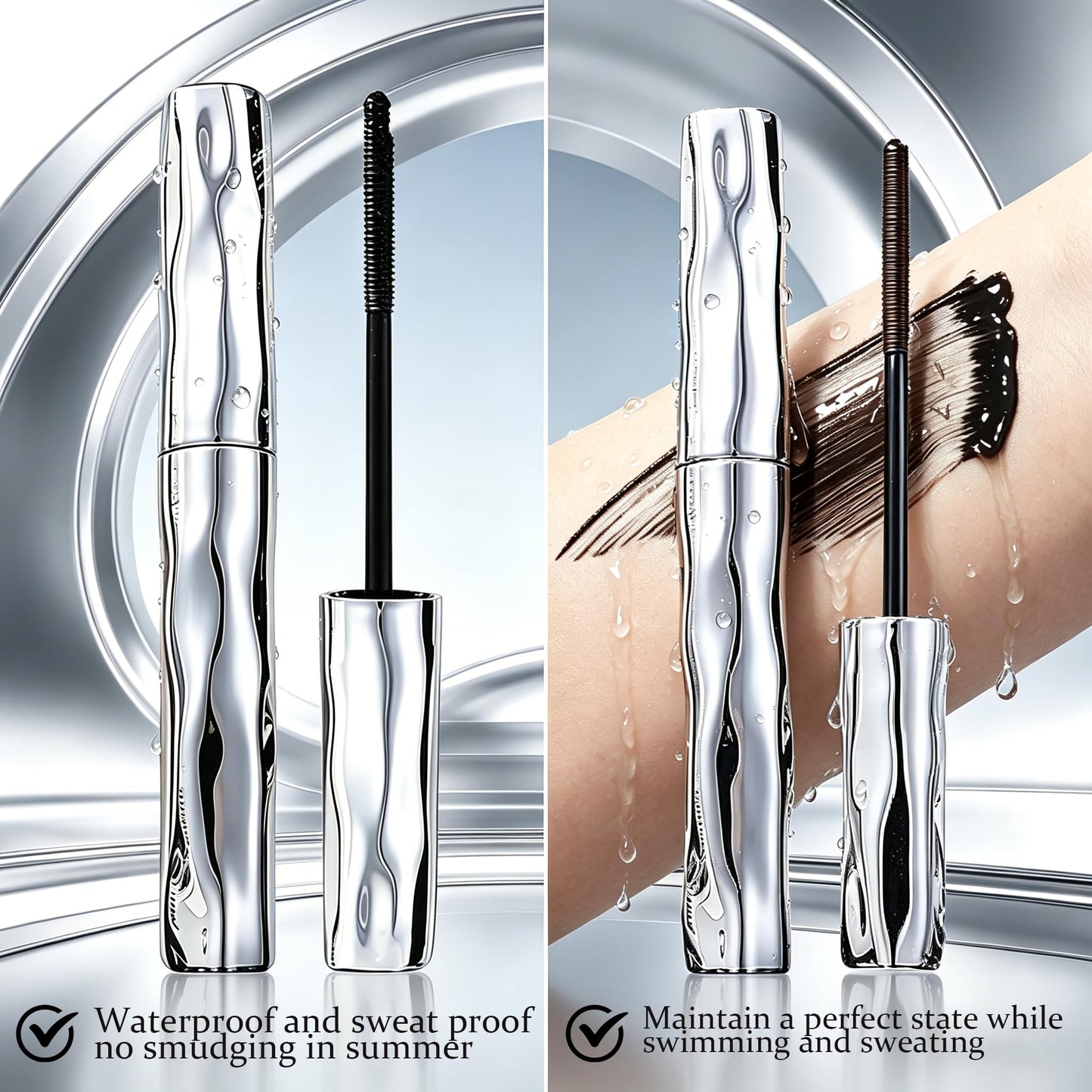 Dulhantocosh Felvaris Waterproof Fibre Mascara, Tubular Eyelash Primer, Metal Wand,3D Curling Eyelash, Waterproof Long Curling, Smudge-Resistant Formula for Defined Lashes, Black(1PC)