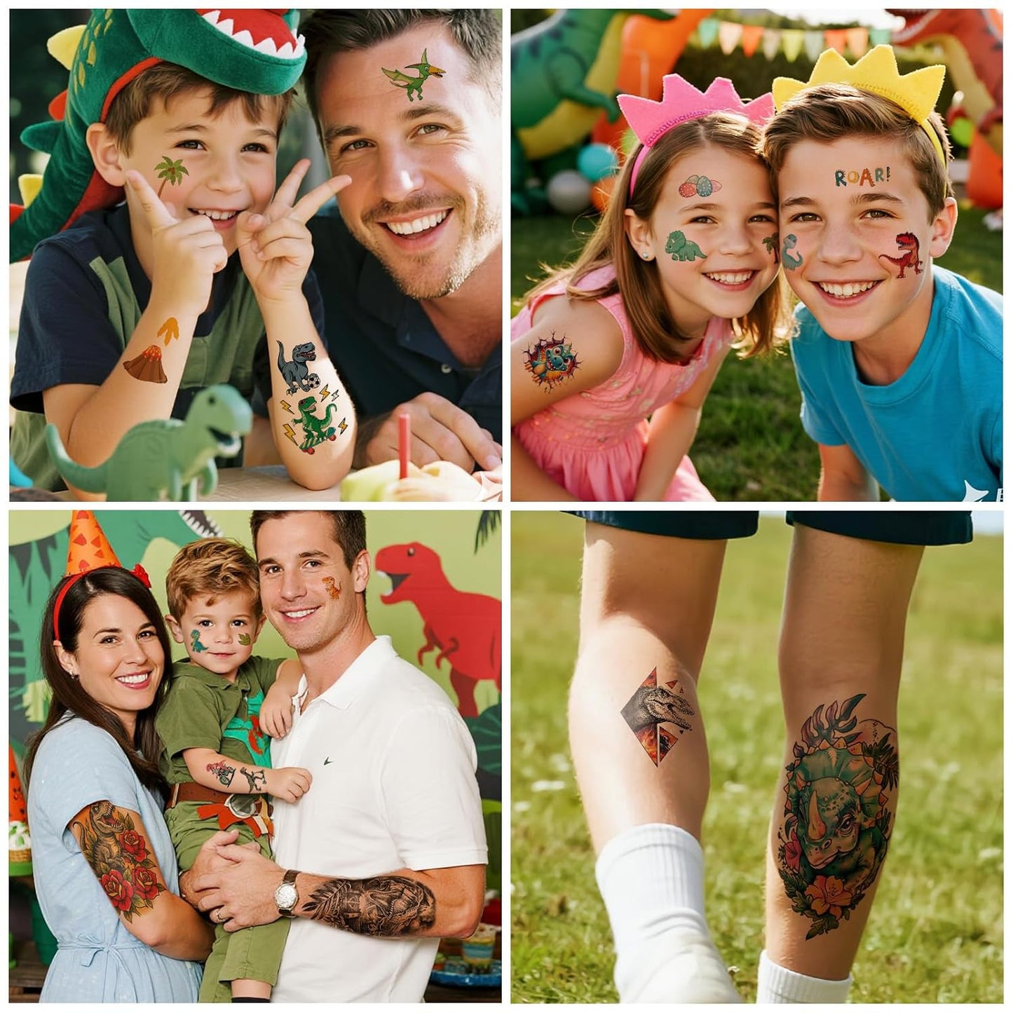 Dinosaur Temporary Tattoos for Kids - 77PCS T-Rex & Triceratops Designs | Fun Party Favors