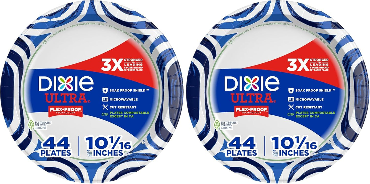 Dixie Ultra Large Paper Plates - 10 Inch, Heavy Duty, Microwave-Safe | 172 Count, Soak-Proof & Cut Resistant