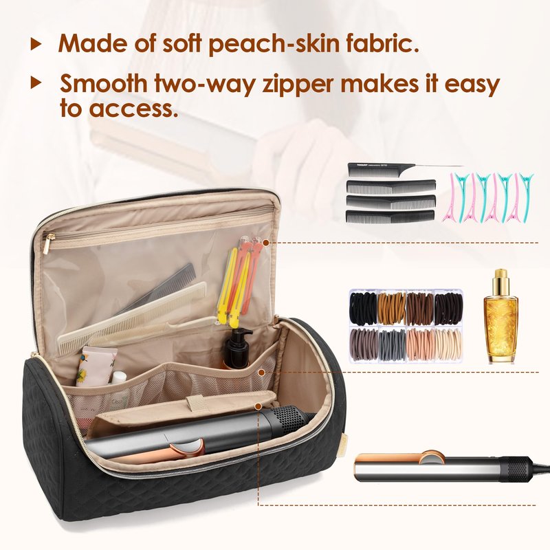 Yarwo Travel Bag Compatible with Dyson Airstrait/Corrale Hair Straightener and Attachments, Portable Flat Curling Iron Storage Case for Hot Hair Tools and Accessories, Black (Patent Pending)