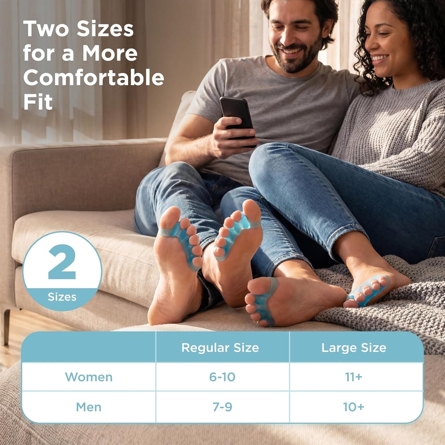 Toe Separators for Men and Women - Comfortable Blue Toe Spacers for Alignment | Regular Size