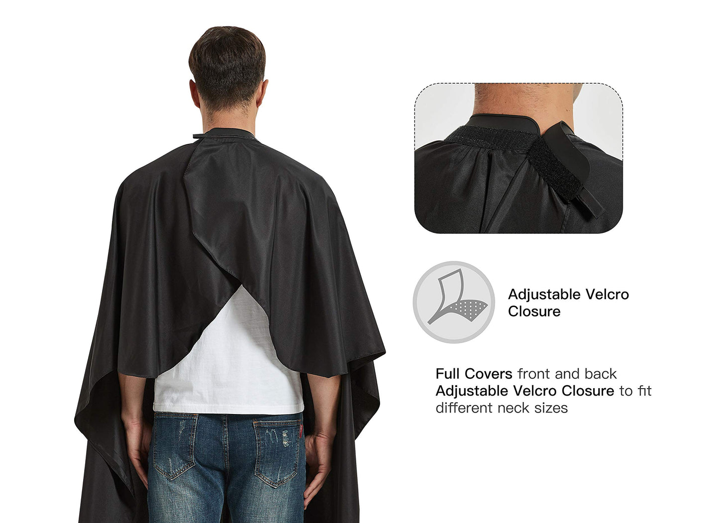 PERFEHAIR Salon Hair Cutting Cape with Soft Silicon Neck Collar, Professional Anti-static Barber Cape for Shampoo, Haircut and Styling-Black-53 x 57 inches
