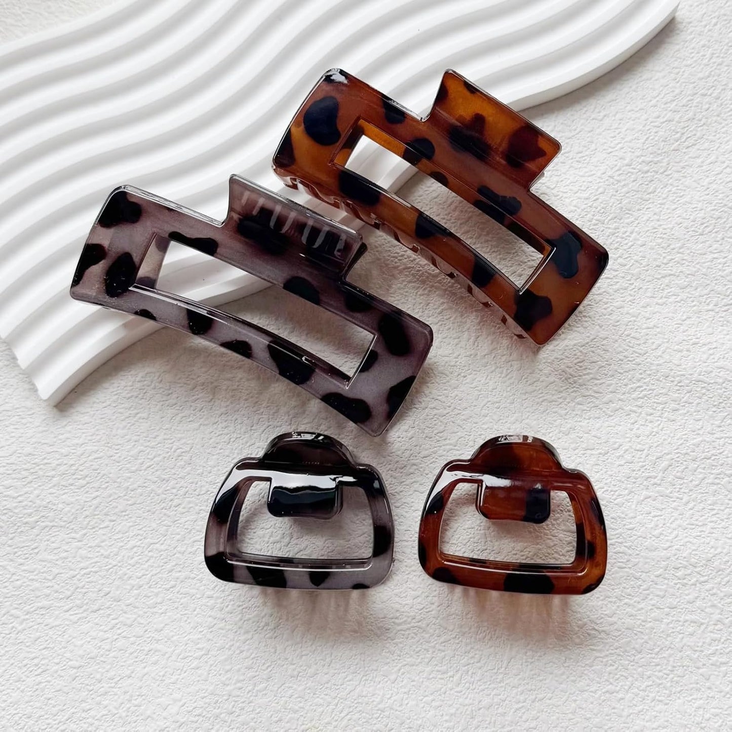 Hair Claw Clips - 6 Tortoise Shell Clips for Women | Strong Hold Non-Slip Design