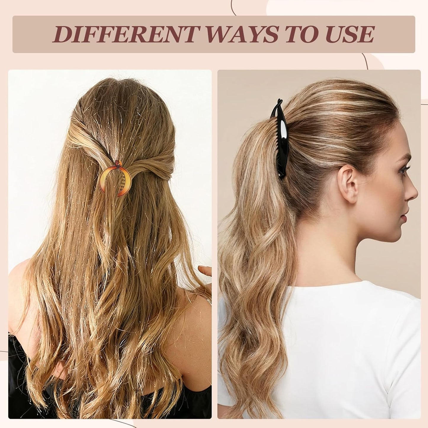 Banana Hair Clip Set - Vintage French Ponytail Holders for Thick & Curly Hair | 12-Piece Collection