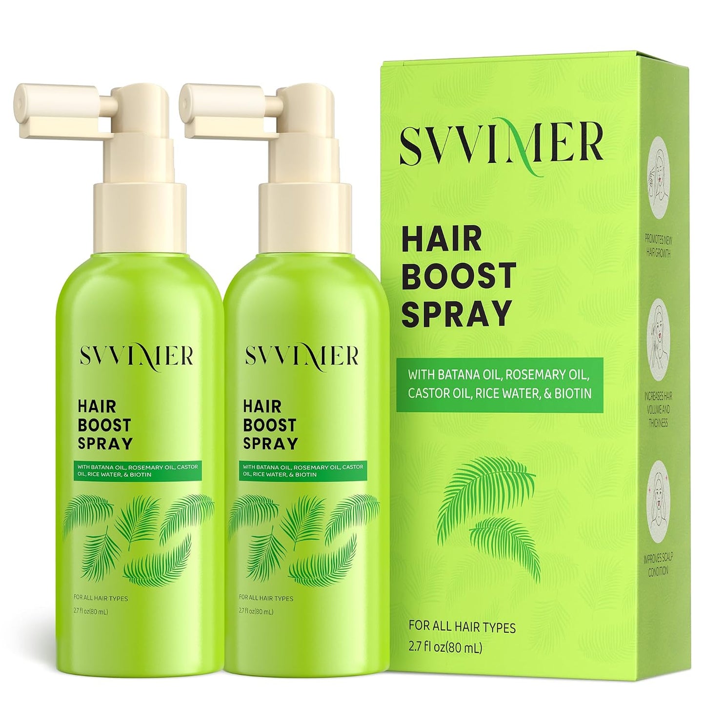 Svvimer Hair Growth Serum Spray - Rosemary & Biotin for Thinning Hair - Promotes Healthy Scalp & Fuller Hair | 2.7 fl oz