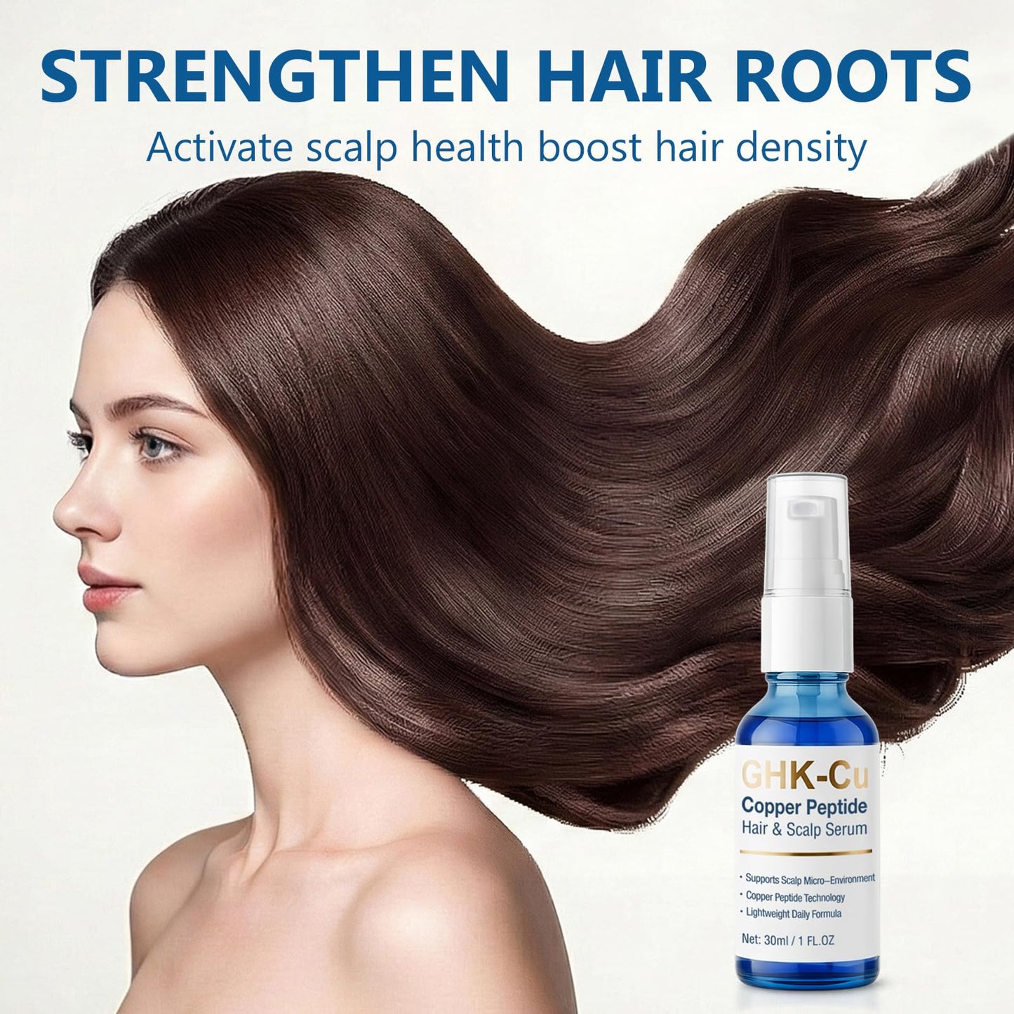 GHK-Cu Copper Peptide Hair & Scalp Serum, Advanced Scalp Serum for the Appearance of Thicker, Looking Hair, Strengthening GHK Cu Peptide Hairs Complex for All Hairs Types, Non-Greasy, 1 Fl Oz