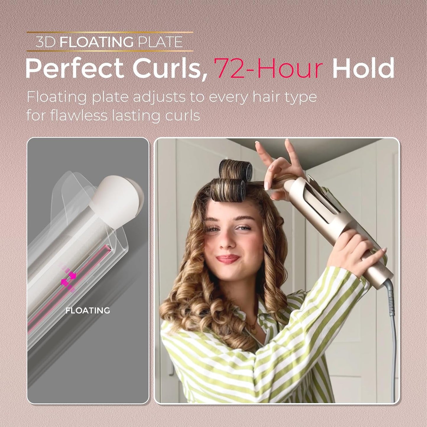 Tymo CurlPro Plus Automatic Rotating Curling Iron - 1-Inch Ceramic Wand for Long Hair | Anti-Scald, Tangle-Free, Dual Voltage, Gold