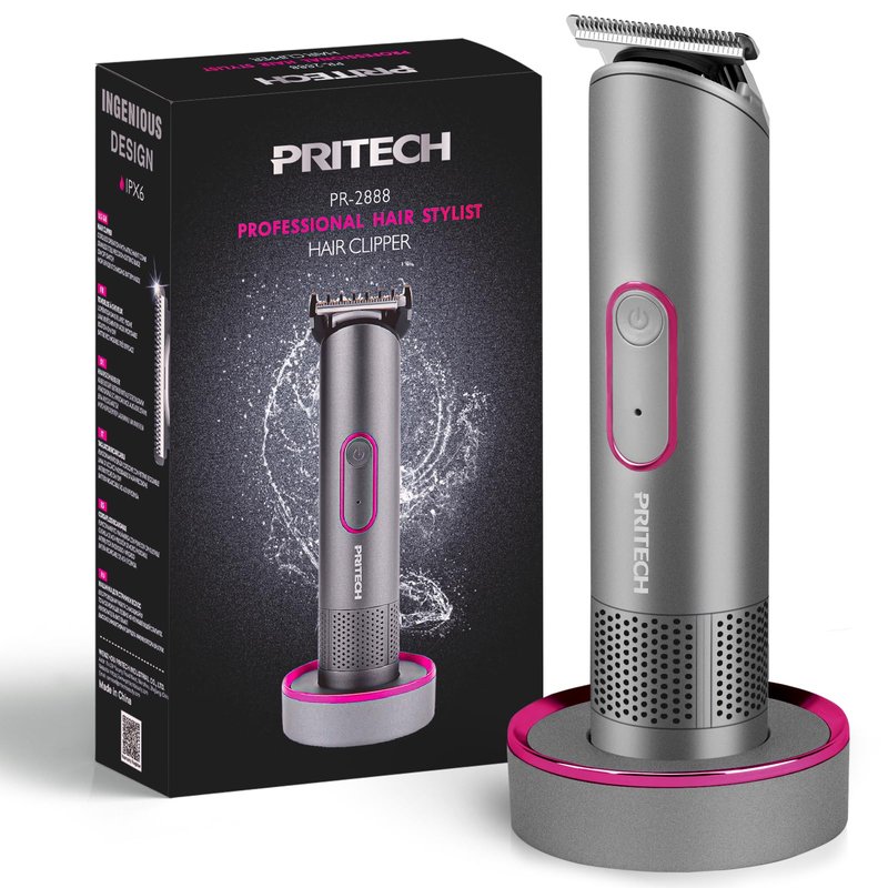 PRITECH Hair Trimmer for Women, Waterproof Bikini Trimmer for Women for Wet & Dry Use, Rechargeable Pubic Hair Trimmer Women, Women Electric Razor&Shaver with Standing Recharge Dock