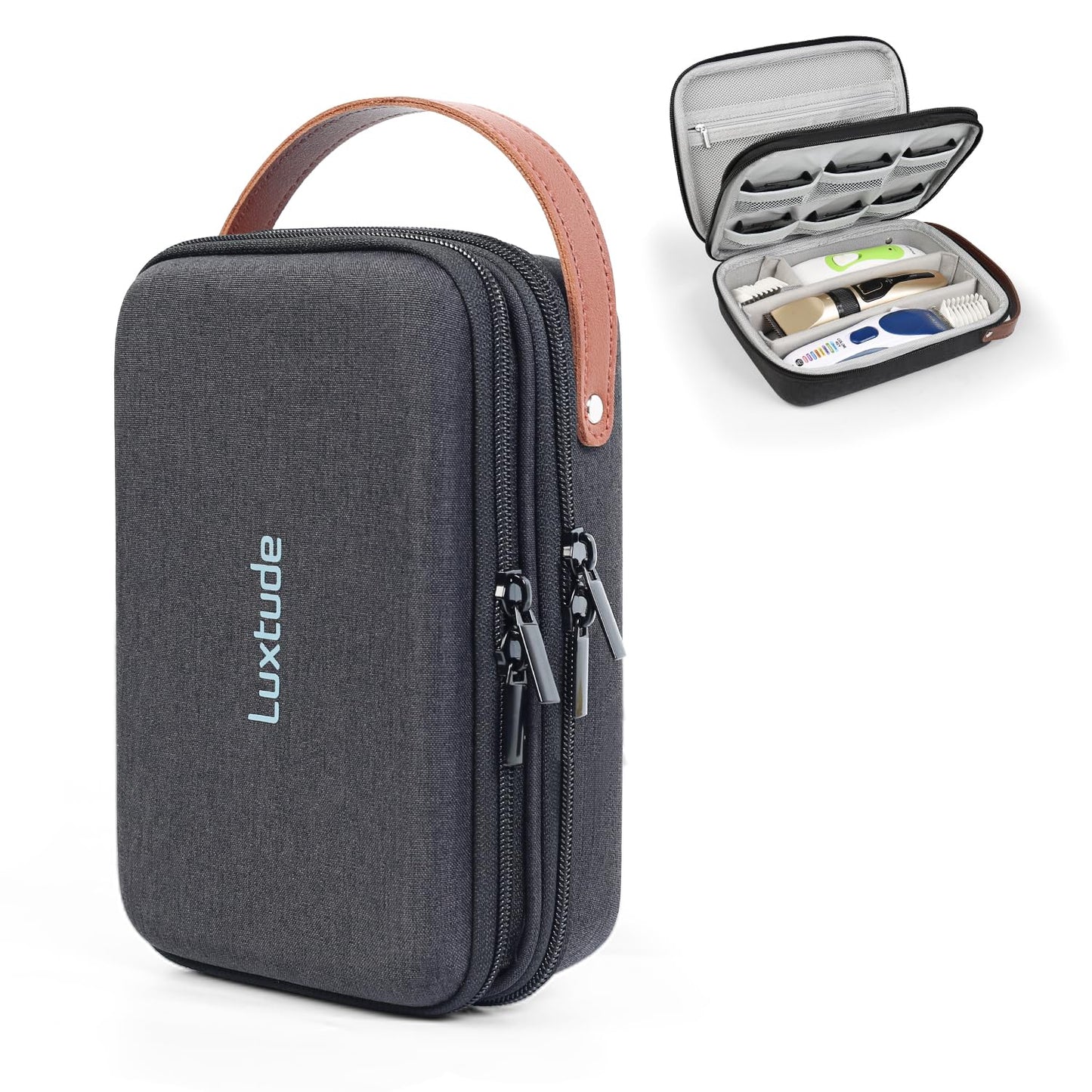 Luxtude Hair Clipper Case, Portable Barber Travel Cases for Trimmers, Guards & Accessories, Fits Wahl, Andis, Hatteker, Oneisal Grooming Tools (Case Only)