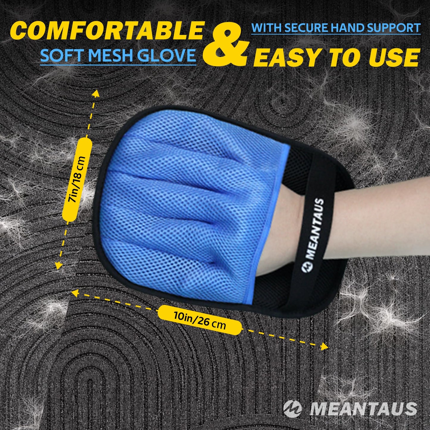 MEANTAUS Reusable Electrostatic Pet Hair Removal Glove for Dogs & Cats, Works on Furniture, Clothing, Bedding & Car Seats (Standard)