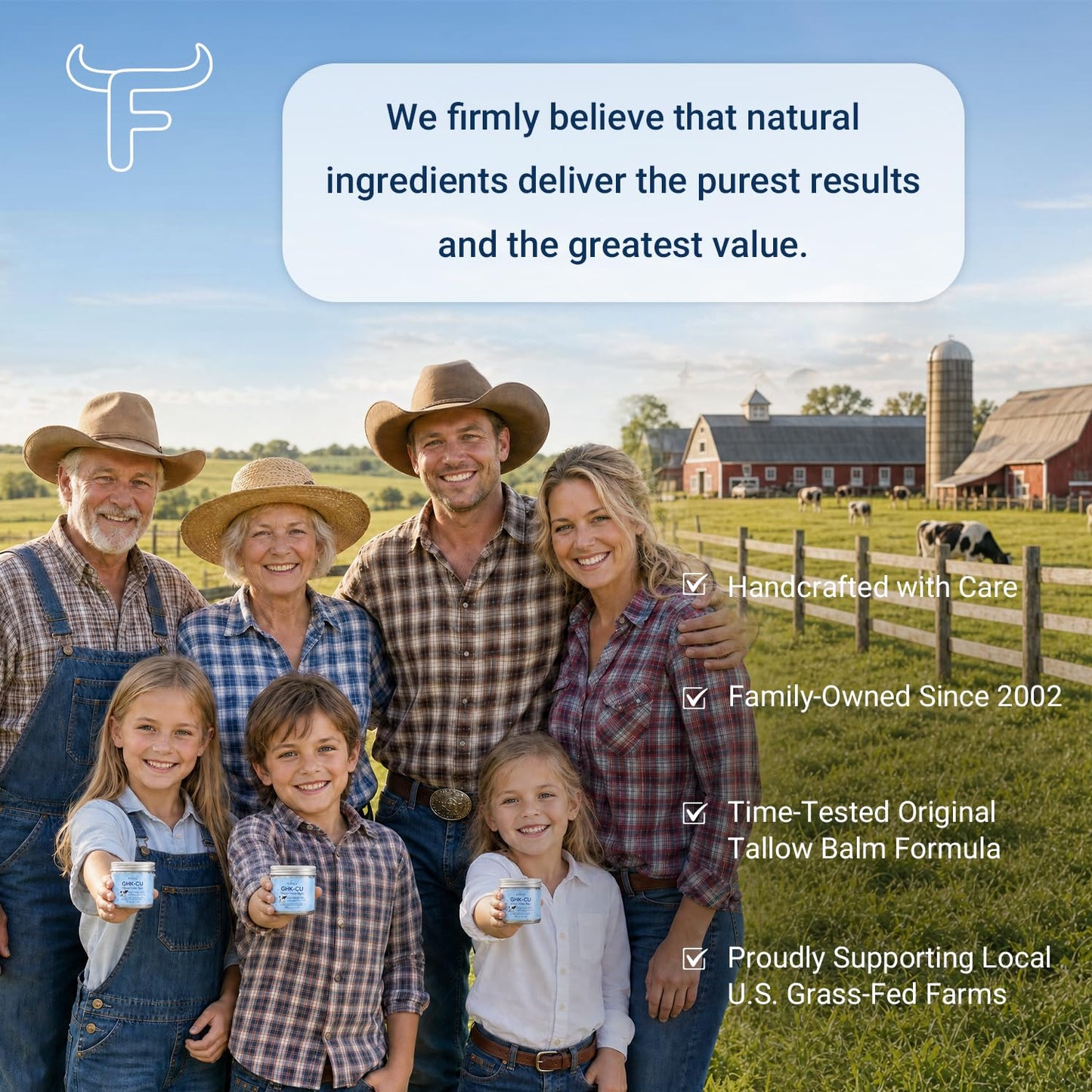 GHK-Cu Copper Peptide Beef Tallow for Face Skin,Grass-Fed Blue Balm with NAD+ Methylene Blue, Manuka Honey & Vitamin E, Deep Moisturizer for Face & Body, Mature, Dry & Sensitive Skin, 2 oz