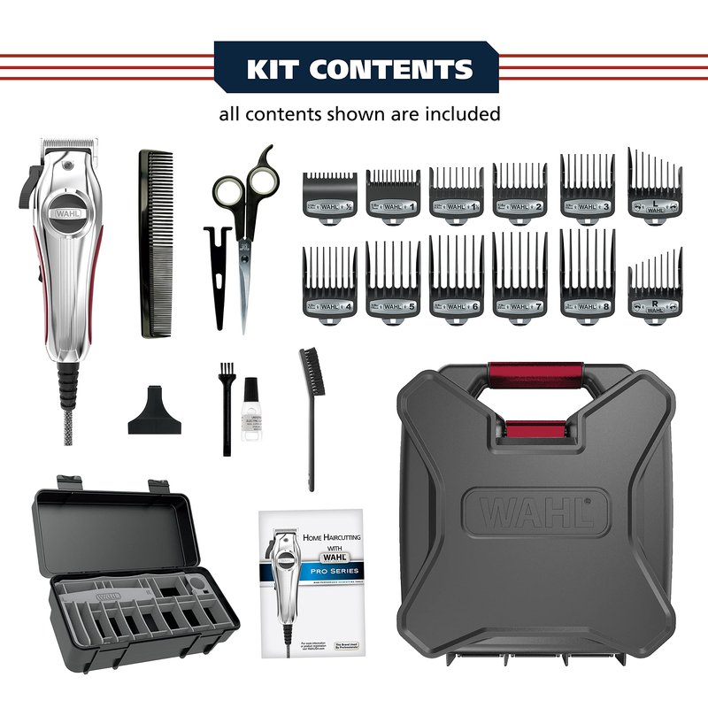Wahl USA Pro Ultra Quiet High Torque Corded Hair Clipper for Ultra Quiet Operation and Cooler Operating Temperatures, Metal Housing with Bonus Hair Clipping Guard Caddy - Model 3000097