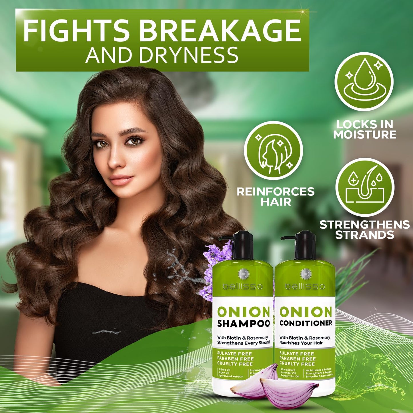 Onion Shampoo and Conditioner Set - Rosemary & Biotin Thickening Formula for Thinning Hair | Hydrating & Sulfate-Free