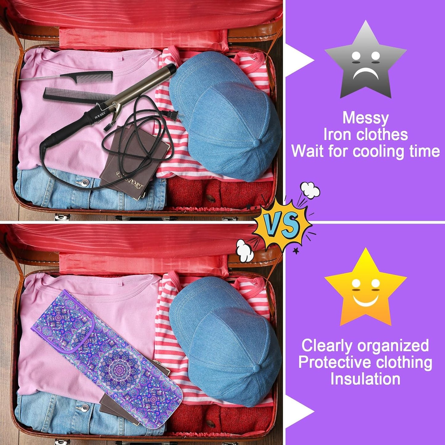 Heat Resistant Hair Tools Bag - Neoprene Curling Iron & Flat Iron Holder | Travel Case & Silicone Mat Pouch (Mandragora)