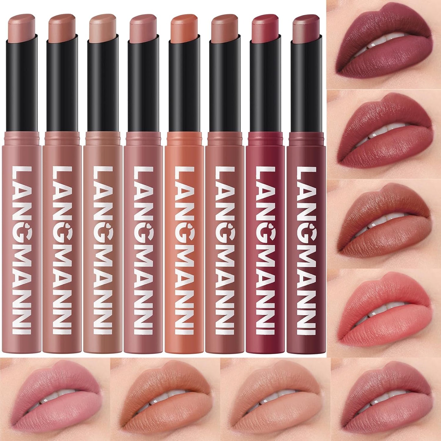 10Pcs Velvet Matte Lipstick Set - High Pigment, Long-Lasting, Waterproof | Soft Dark Nude Shades for Women
