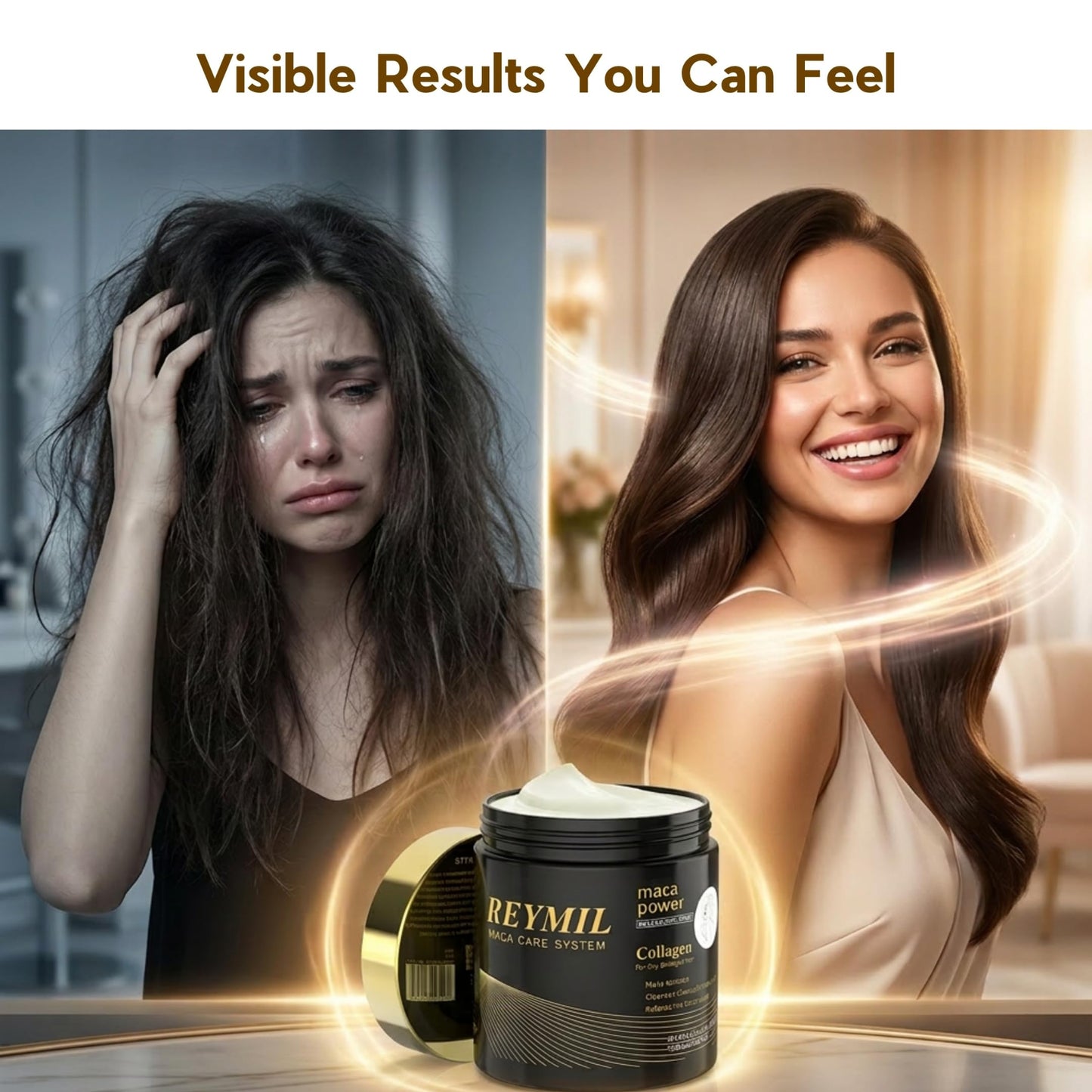 REYMIL-Collagen hair mask - hair treatment for dry damaged hair - Collagen Hair Treatment Deep Repair Conditioning Argan Oil Shine and Softness for Healthy Hair -16.9onz mascarilla para el cabello