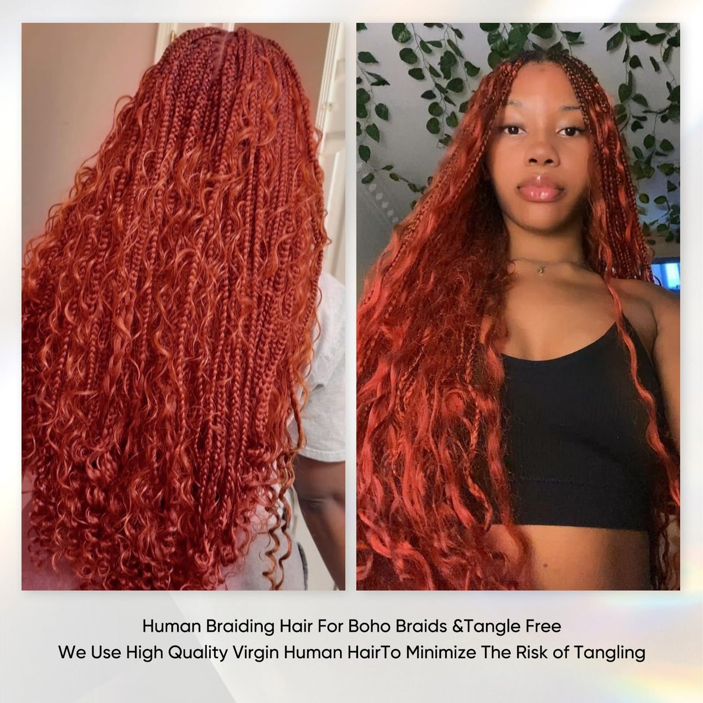 Human Braiding Hair 20 Inch 100g Ginger Deep Wave Bulk Human Hair for Braiding No Weft Curly Bundles Human Hair Extensions for Boho Knotless Braids Wet and Wavy (350)