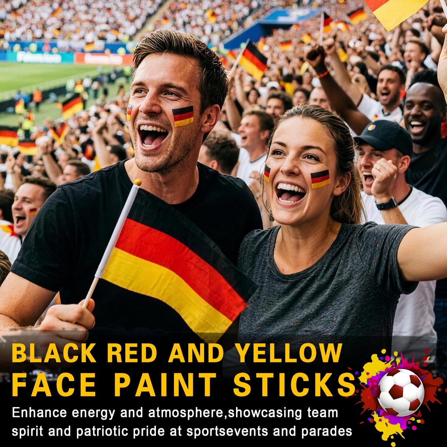 LZXLUKGIR Black Red and Yellow Face Body Paint Eye Black Stick（06 Germany）