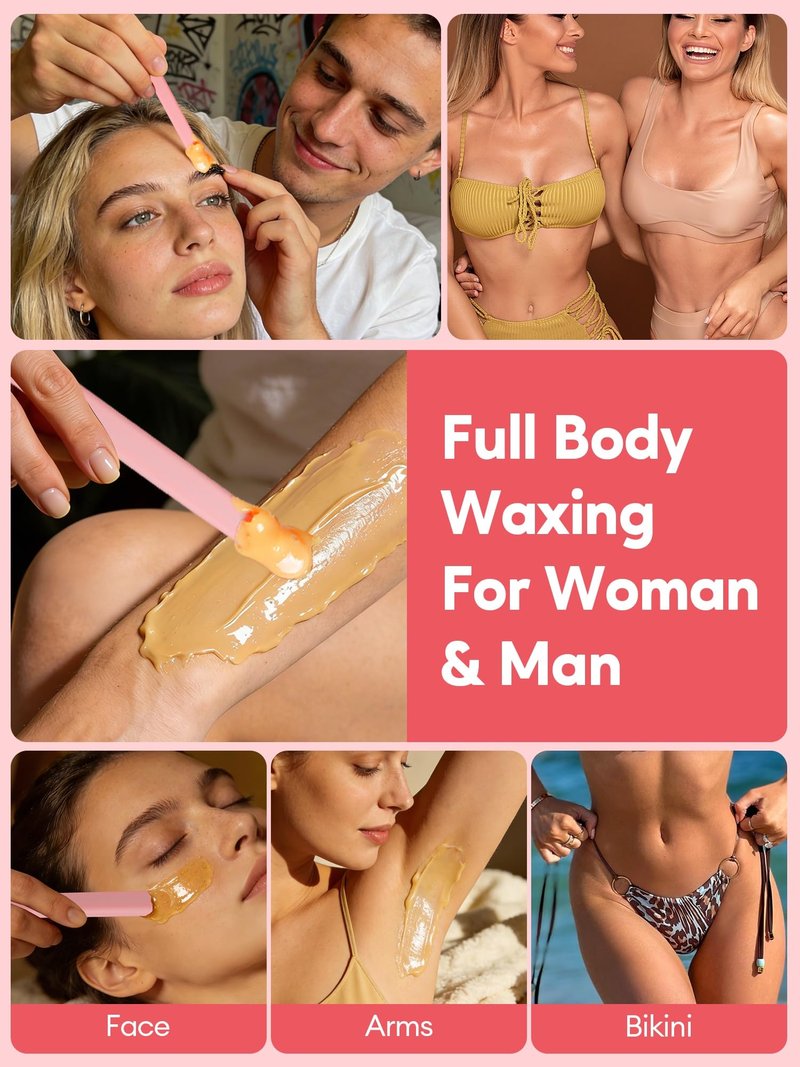 Mini Wax Warmer for Hair Removal,Foldable Silicone Wax Warmer for Hard Wax with 2 Reusable Silicone Applicator Sticks, 18.6Oz Portable Wax Warmer for Eyebrow, Face & Bikini, Body
