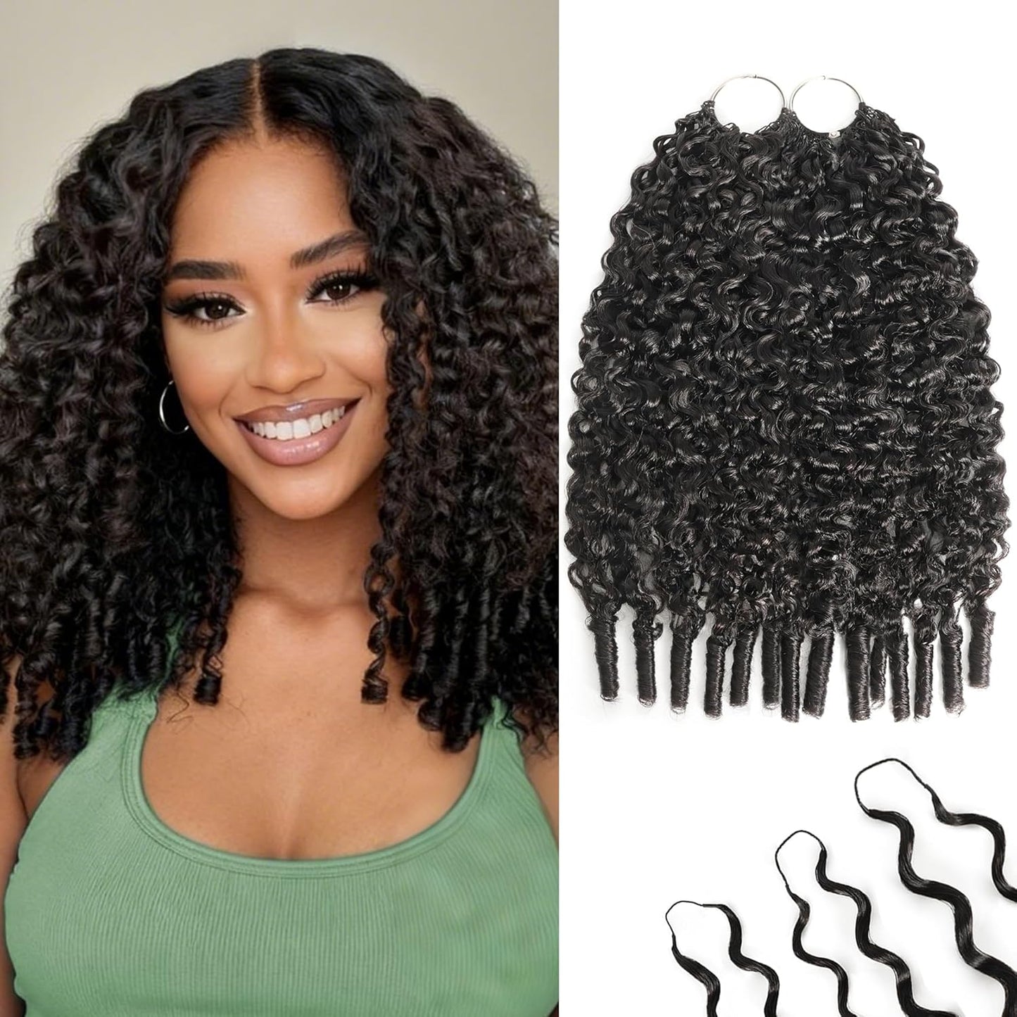 Human Crochet Hair for Black Women - 16 Inch Burmese Curly Bundles | 180g Pre-Separated Extensions