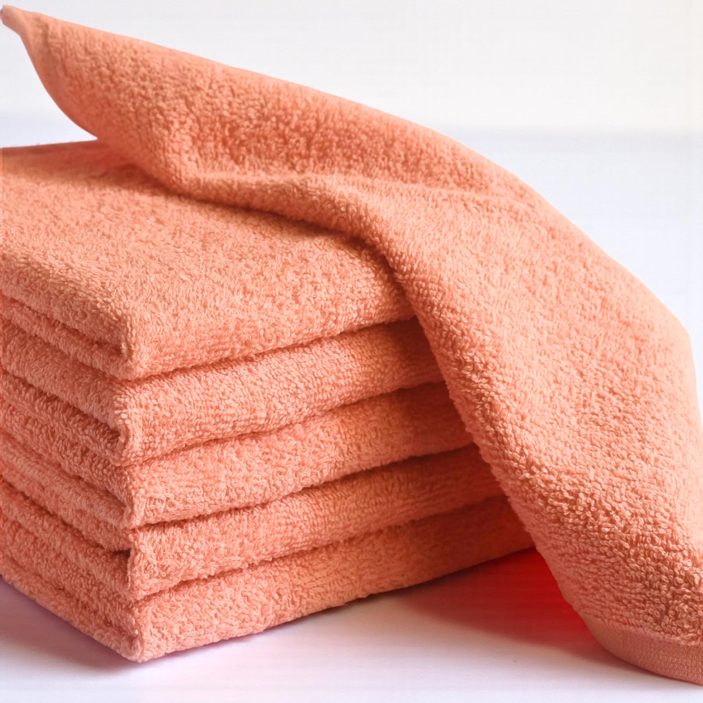 LIVINATI Peach 100% Cotton Wash Cloths for Showering Body and Face - 12"X12" 6 Pack Washcloths - Small Terry Towel Bath Rags for Adults and Kids Bathroom - Soft Absorbent