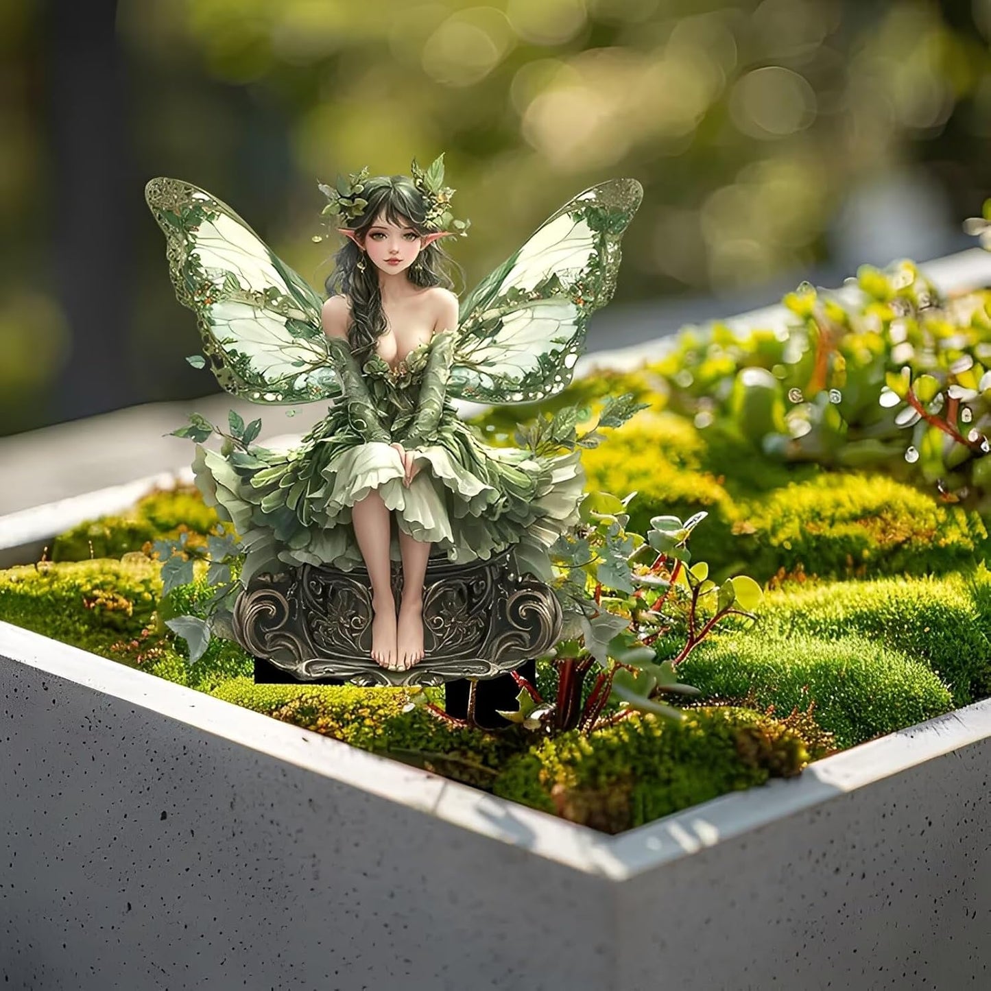 Green Fairy Acrylic Garden Stake - Charming Indoor & Outdoor Decoration for Flower Pots | Ideal for Courtyards & Lawns