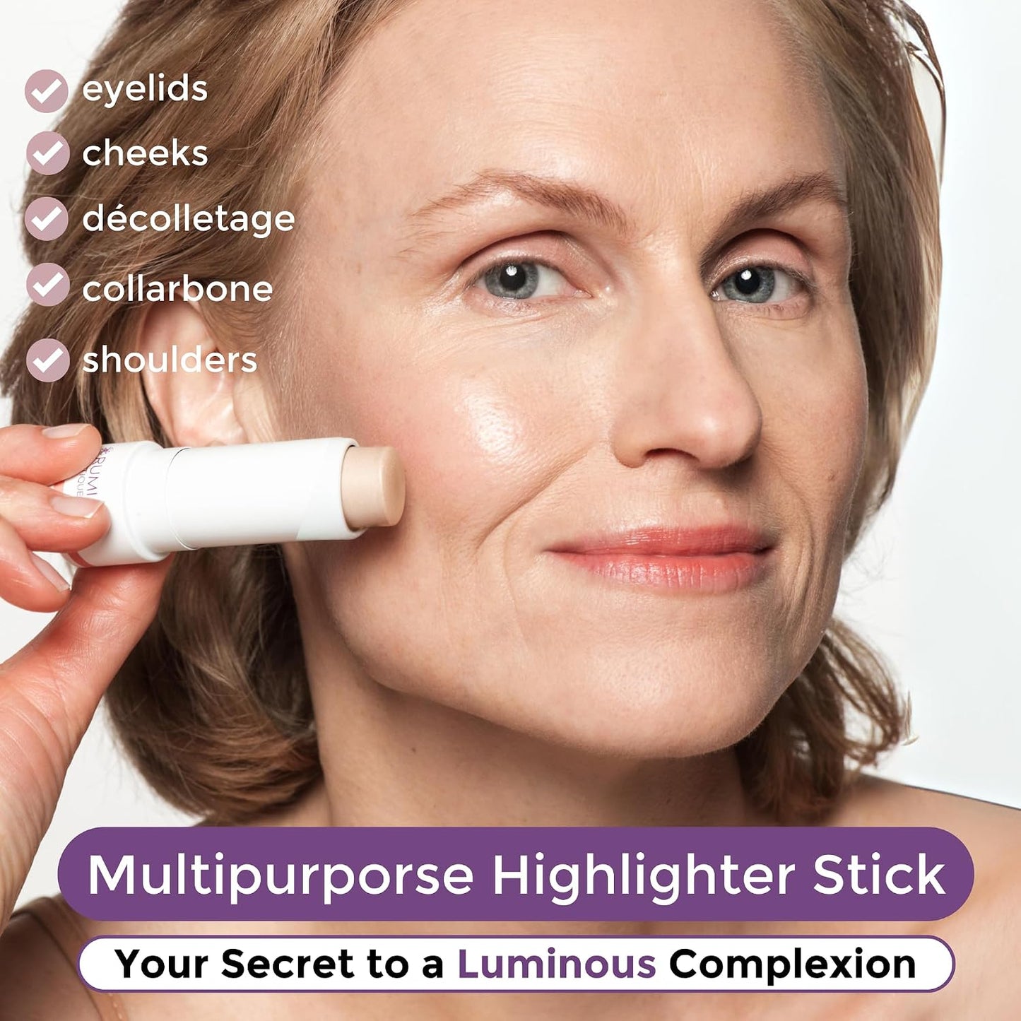 InstantGlow+ 4-in-1 Highlighter Stick for Older Women - Radiant Glow & Nourishing Formula | Vanilla