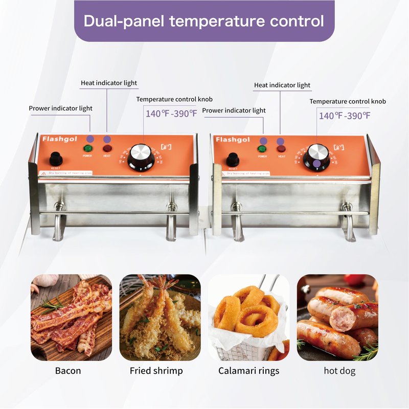 Commercial Deep Fryer with Basket 6-12L Capacity Adjustable Temperature and Timer Stainless Steel With lid Suitable for home/commercial/camping/outdoor (Double fry basket)