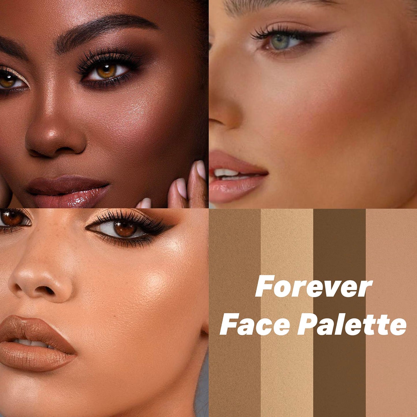 MISS2M Forever 4-in-1 Easy Contouring Makeup Kit with Soft Matte Bronzing Powder and Glowy Highlighters | Stay-All-Day Powder Contour Palette, 18g