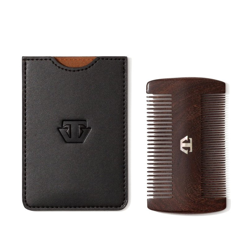 TRAWILD Sandalwood Beard Comb for Men with Mother of Pearl Inlay, Premium Grooming Wood & Wooden Comb for Beard and Mustache