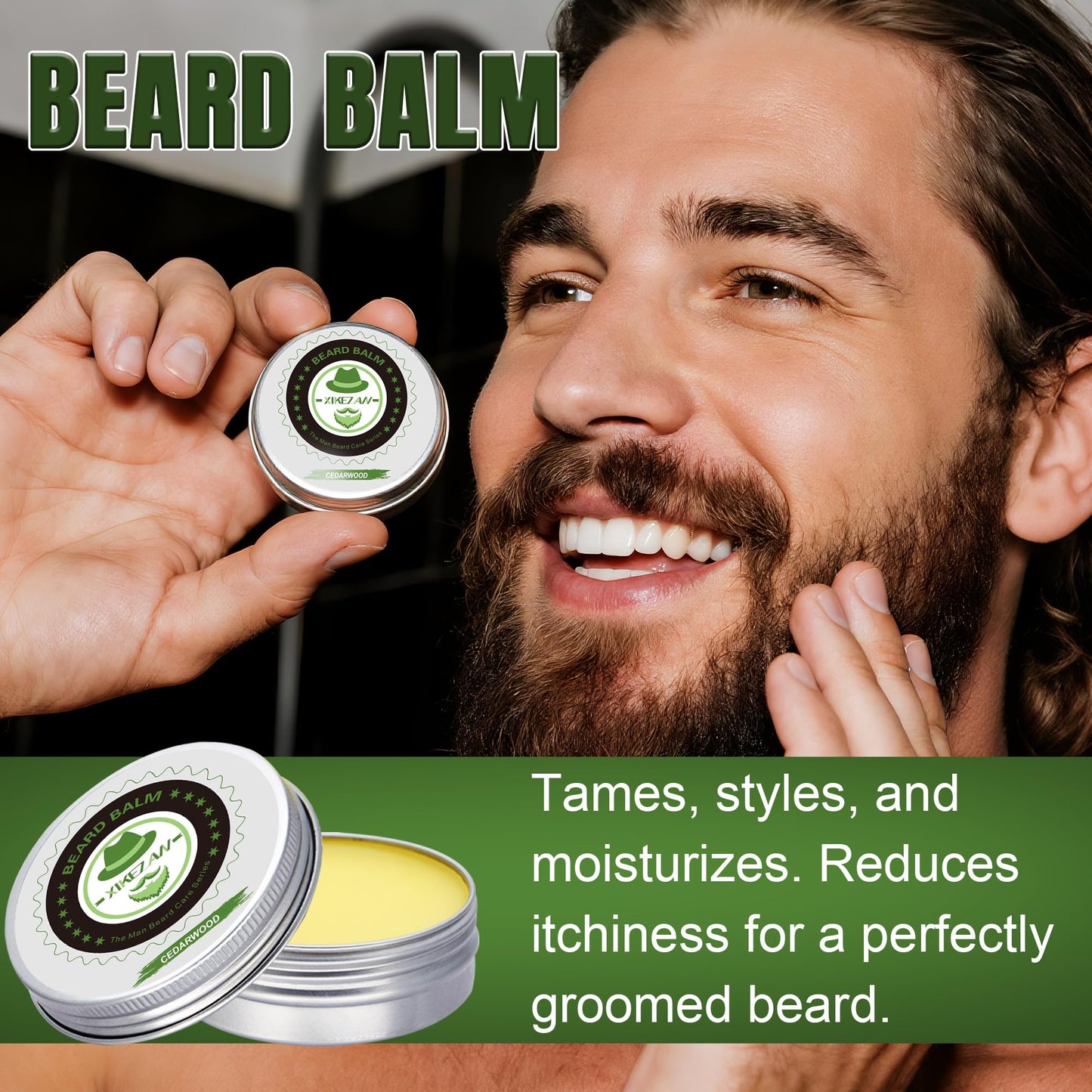XIKEZAN Beard Kit for Men Grooming with Cedarwood Wash,Conditioner,Oil,Balm,Brush,Comb,Scissors,Anniversary Valentines Birthday Christmas Fathers Gifts for Men Grandpa Husband Boyfriend Cool Gifts Set