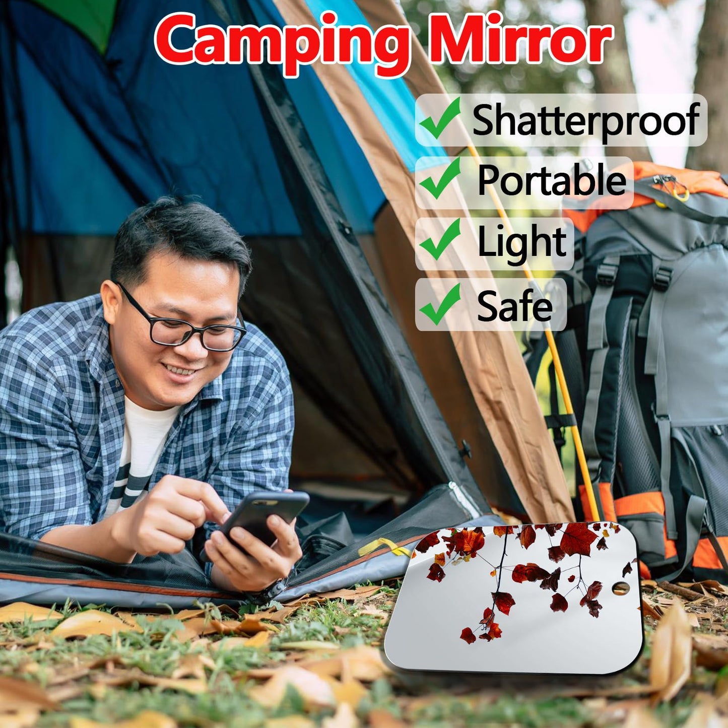 2 Pack Shower Mirror Fogless for Shaving, Larger 10.7x8 inch Plexiglass Hand Mirror for Shower, Plastic Small Wall Mirrors for Travel, Unbreakable Little Mirrors, Camping Mirro, Hanging, Espejos