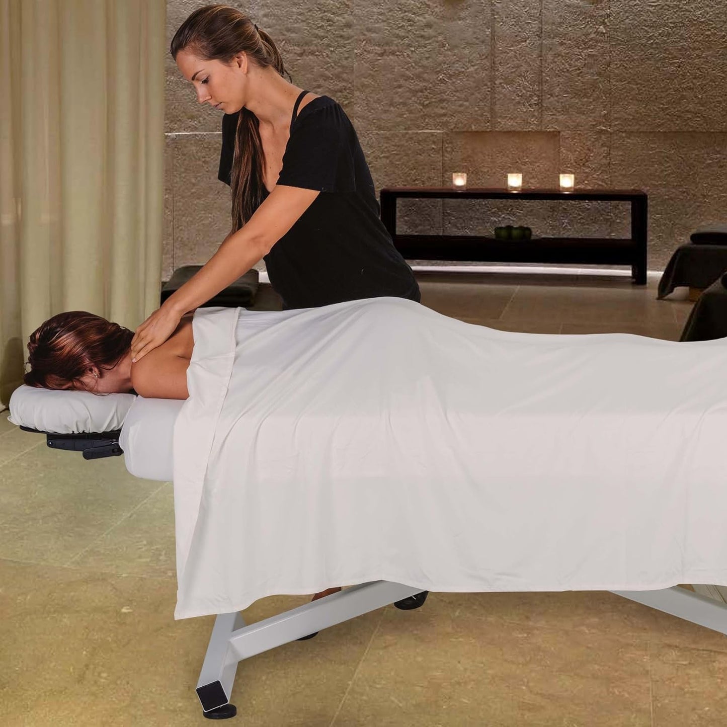 EarthLite Ellora Electric Lift Massage Table - Flat Top Design | 32" x 73" | Made in USA, Black