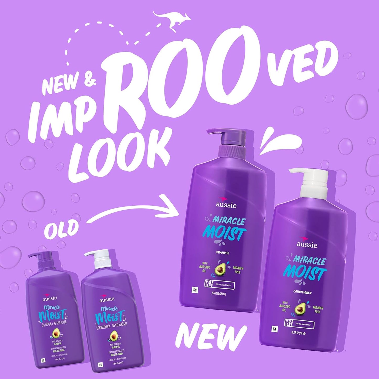 Aussie Miracle Moist Shampoo & Conditioner Set - Deep Moisturizing with Avocado & Jojoba Oil | 3 Pack, 68.4 Fl Oz