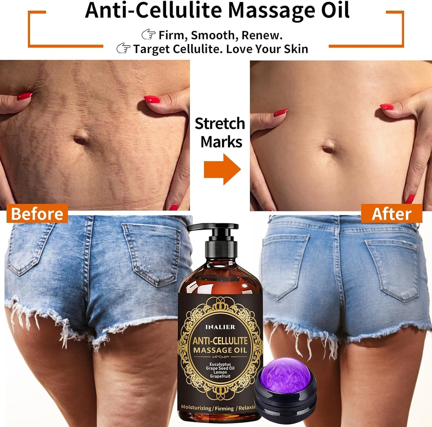 Massage Oil Set for Men | 3-Pack Arnica & Lavender Therapy Oils with Massage Ball & Thumb Saver Tool