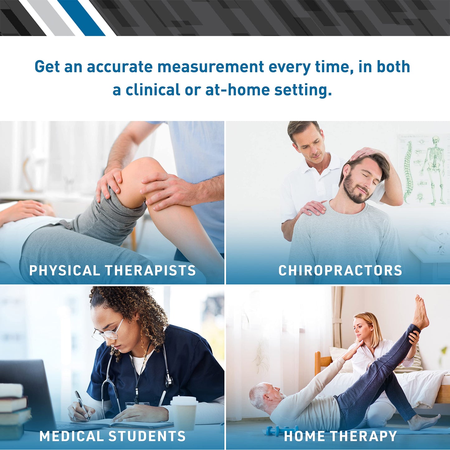 BodyMed Professional Inclinometer for Physical Therapy & Rehabilitation, Easy to Read, Test Range of Motion, Professional Rehab Tool