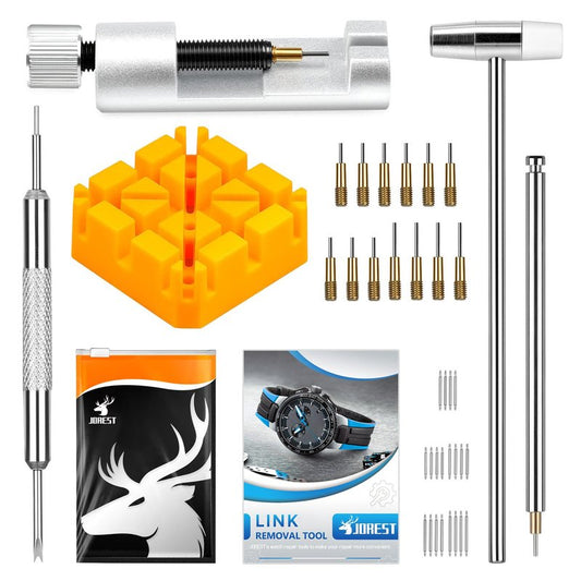 JOREST Watch Link Removal Tool, Watch Band Tool Kit, Repair Kit for Watch Bracelet Adjustment and Replacement and Resizing, With User Manual, Watch Link Remover, 20PCS Spring Bars, 13PCS Spare Needle