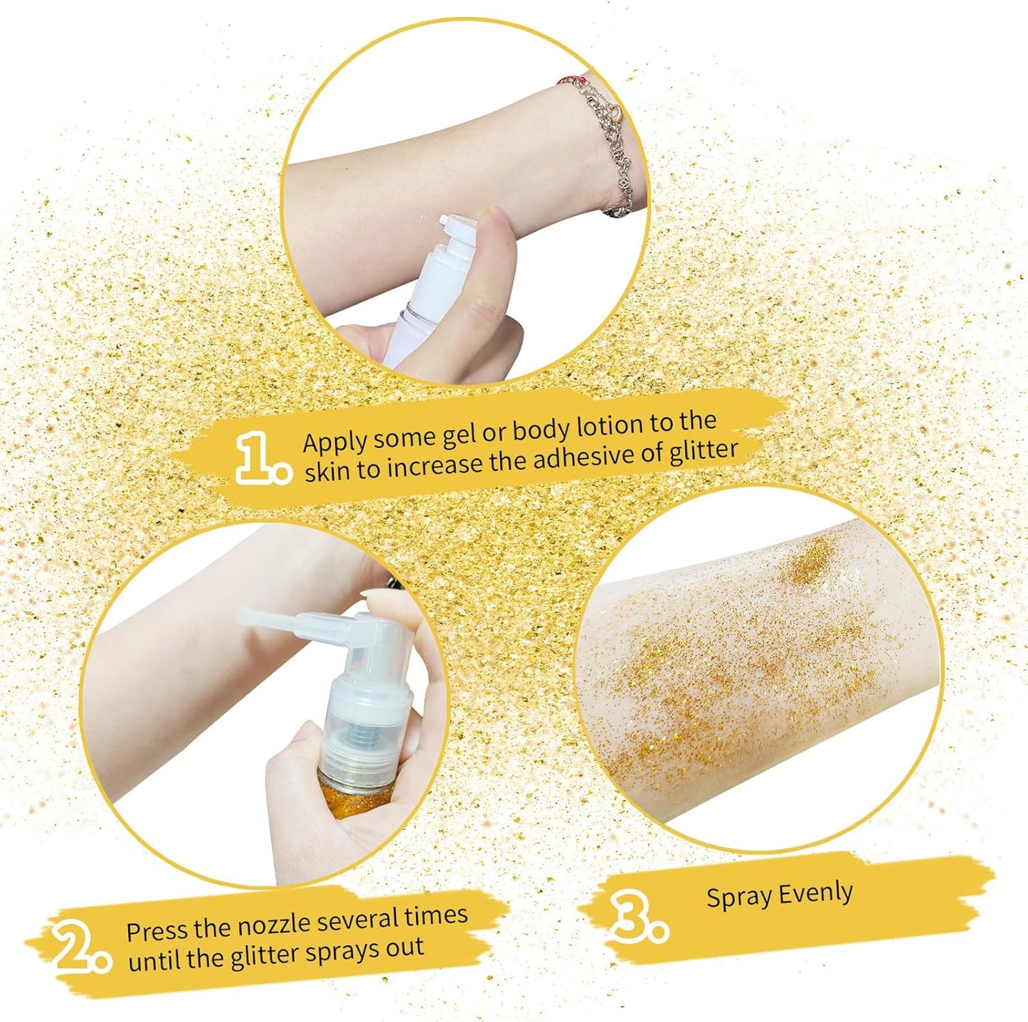 Gold Hair and Body Glitter Spray - Shiny Sparkle Glitter for Clothes & Hair | 25g/0.88oz