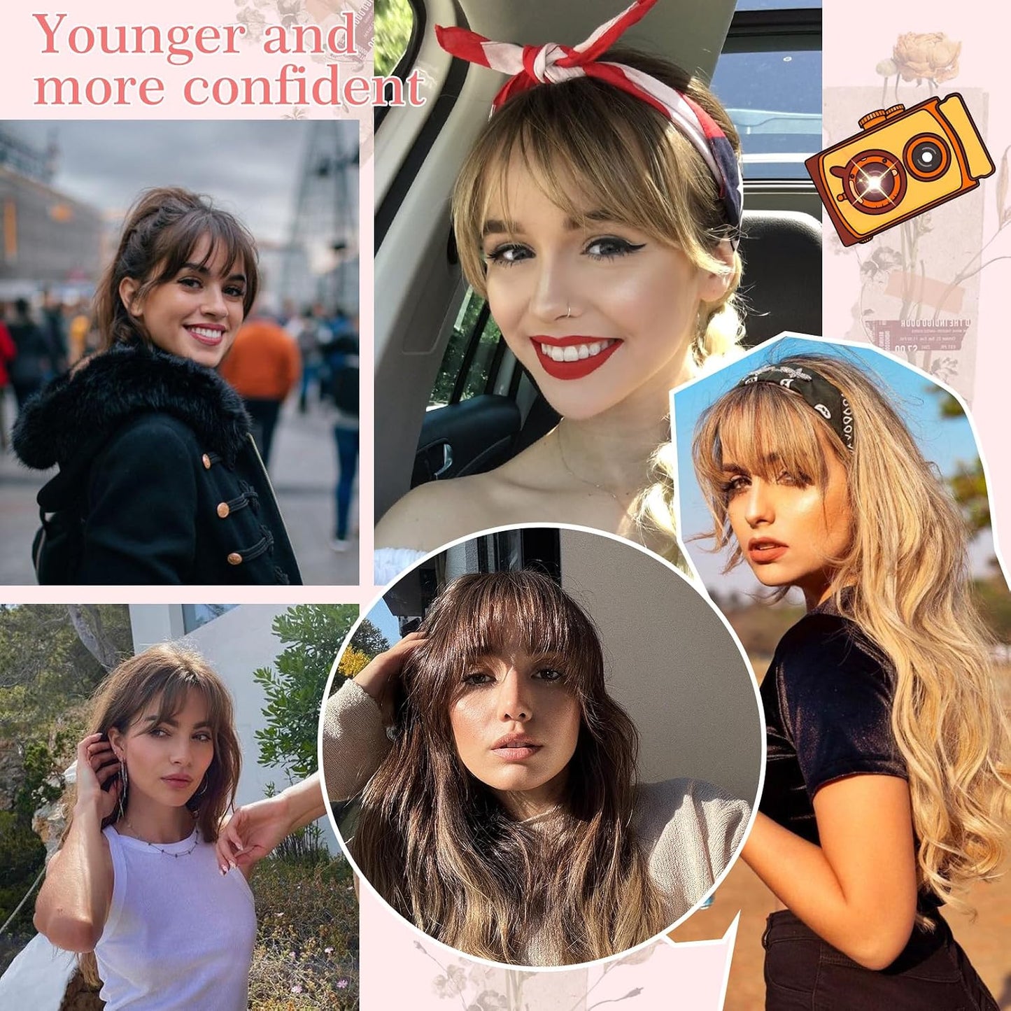 Real Human Hair Toppers for Women - 10 Inch Clip-In Bangs | 150% Density Silk Base - Medium Brown with Blonde Highlights