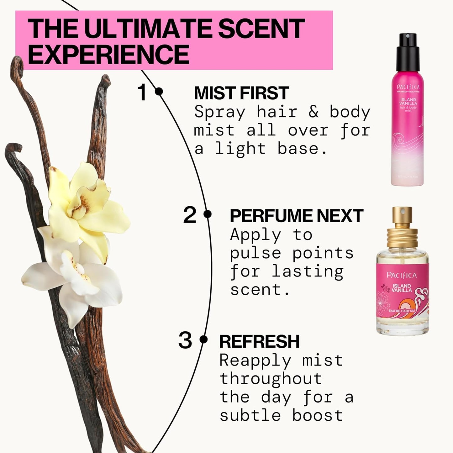 Pacifica Island Vanilla Perfume - Long-Lasting Clean Vanilla Fragrance for Women | Vegan & Cruelty-Free, 1 oz Spray