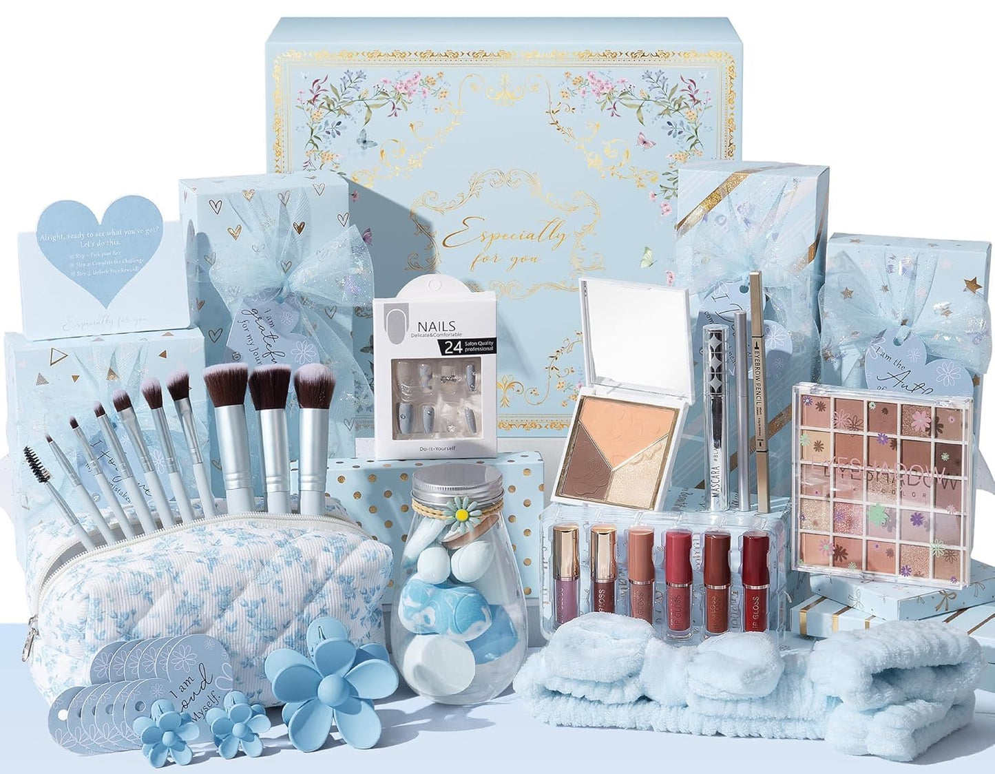 Trendy Teen Girl Gift Set - 10-Piece Graduation Basket with Makeup, Affirmation Cards & Empowering Challenges | Perfect Birthday Gift for Tweens & Teens