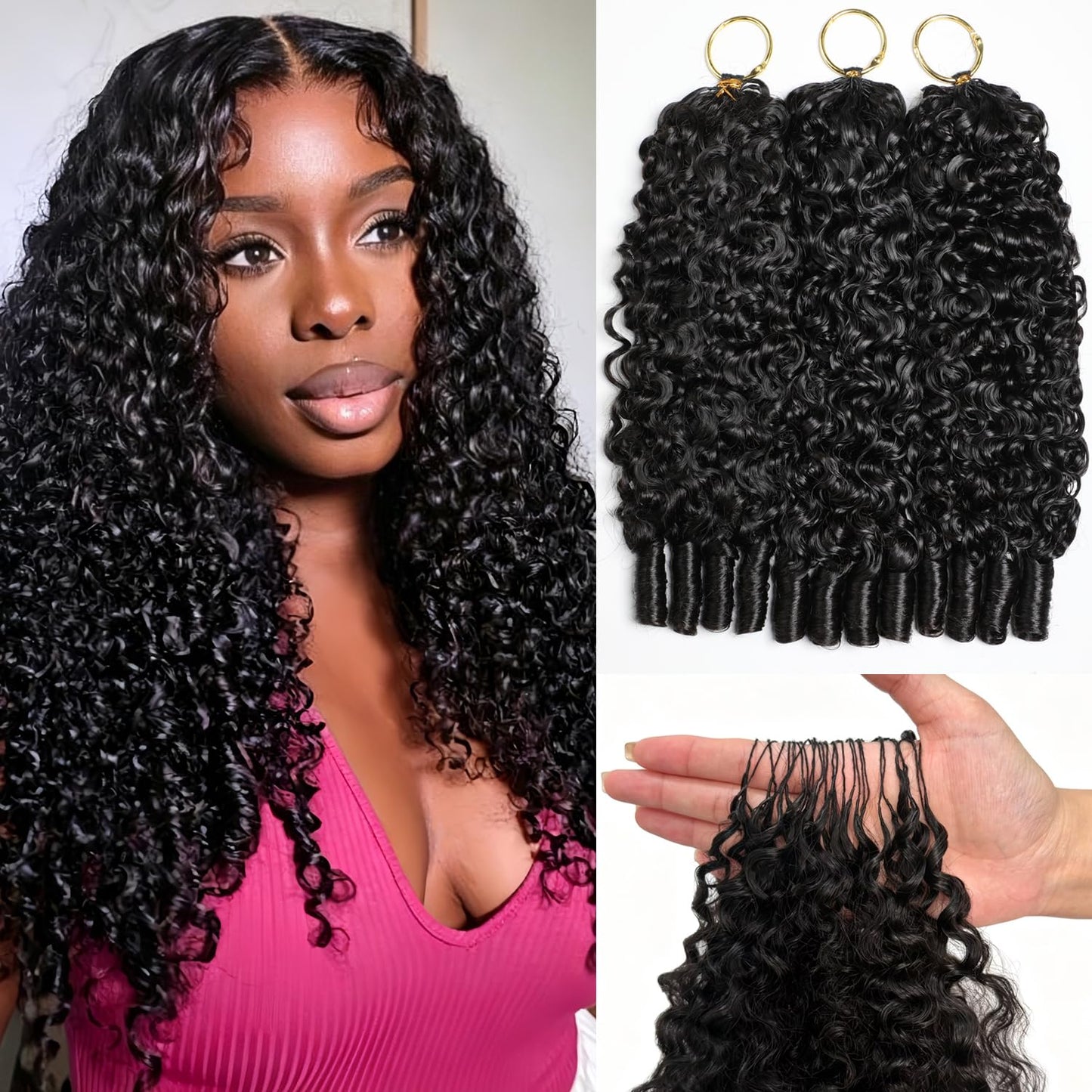 Burmese Curly Crochet Hair - 20 Inch 60g Knotless Pre-Separated Bundles | Invisible Miracle Knots, Reusable Virgin Hair Extensions