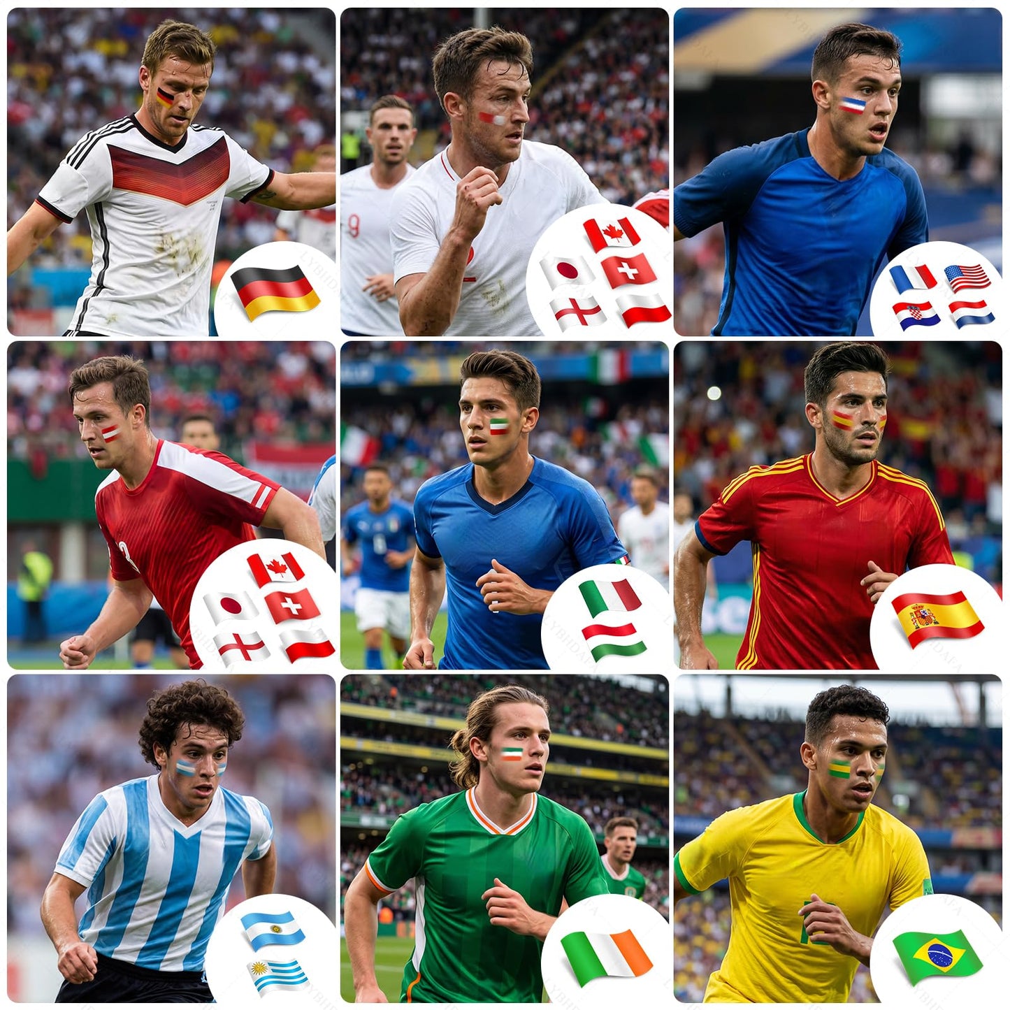 Red White and Red Face Body Paint Stick for World Cup 2026, Patriotic Flag Accessories Football Eye-black Stick for World Cup Party Favors Sports Fan Makeup (Canada England Japan Switzerland Poland)