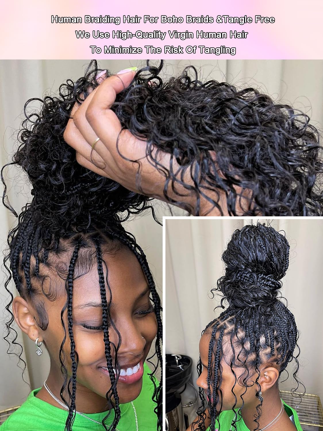 YNiSew Boho Braiding Hair Bulk - 100g Micro Braiding Bundles: Human Hair Without Wefts